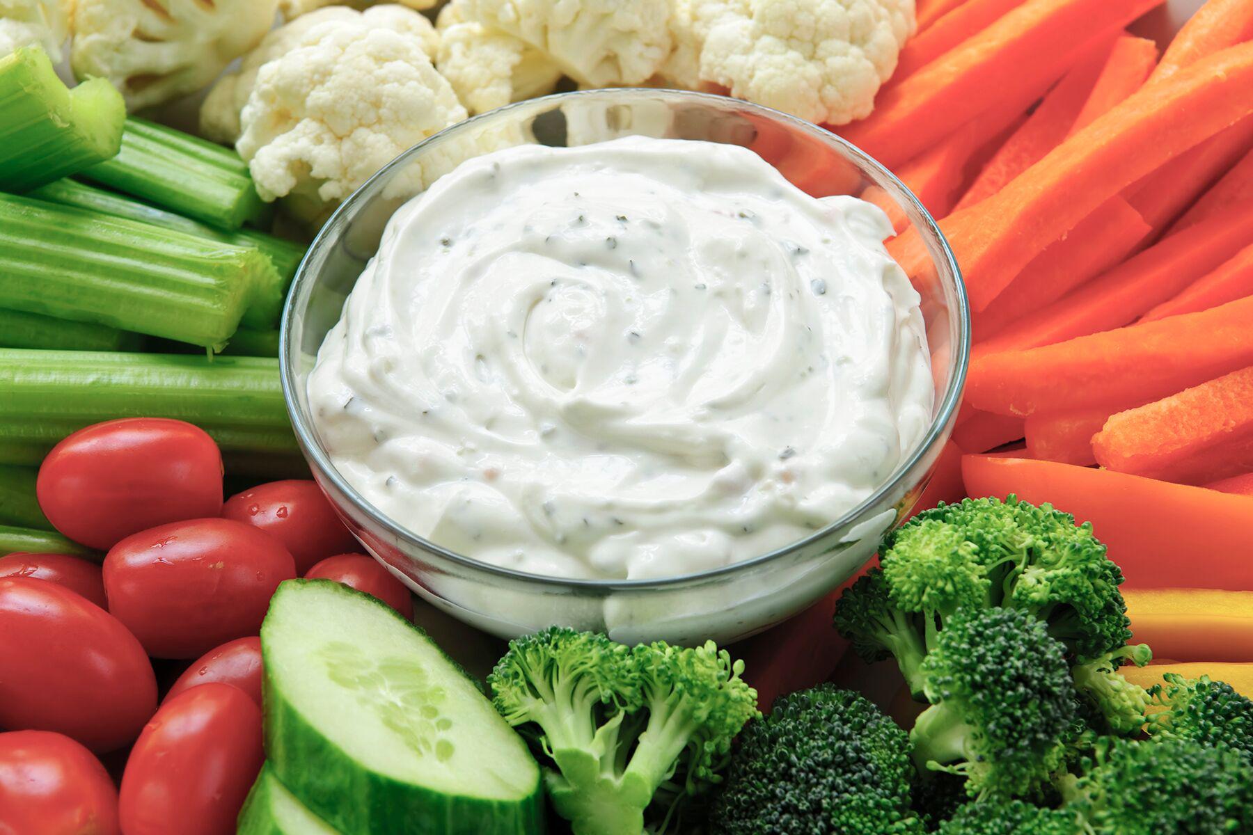 Dish of ranch dressing.