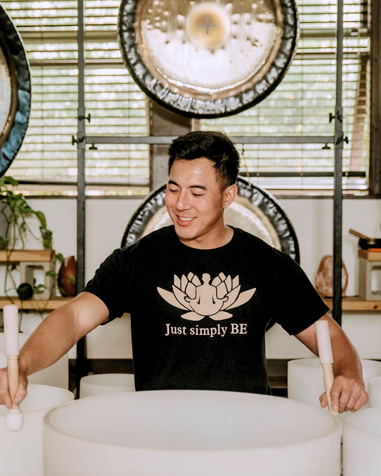 Kyle Lam leading a sound healing retreat at Canyon Ranch in Woodside