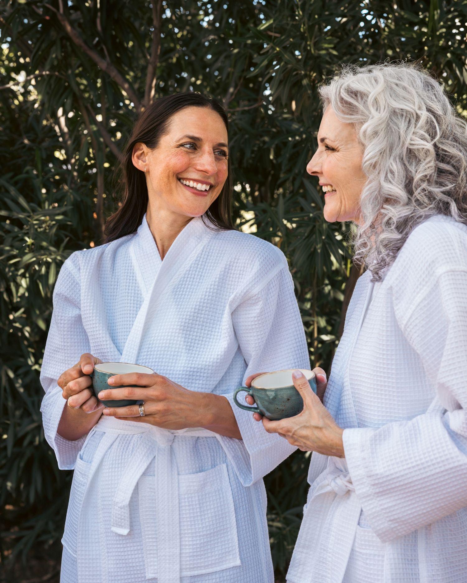 a mother and daughter talking