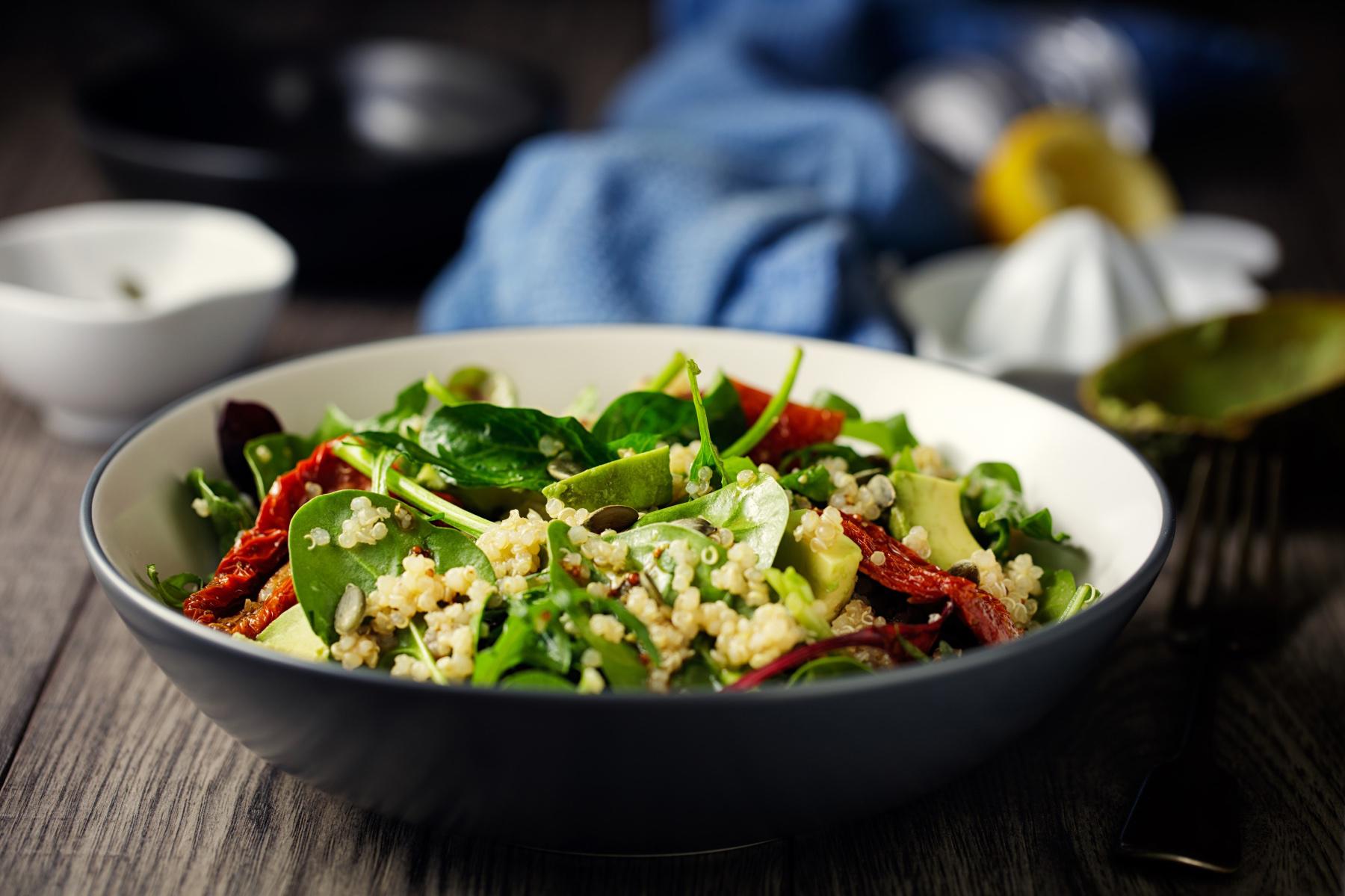 bowl of spinach quinoa salad