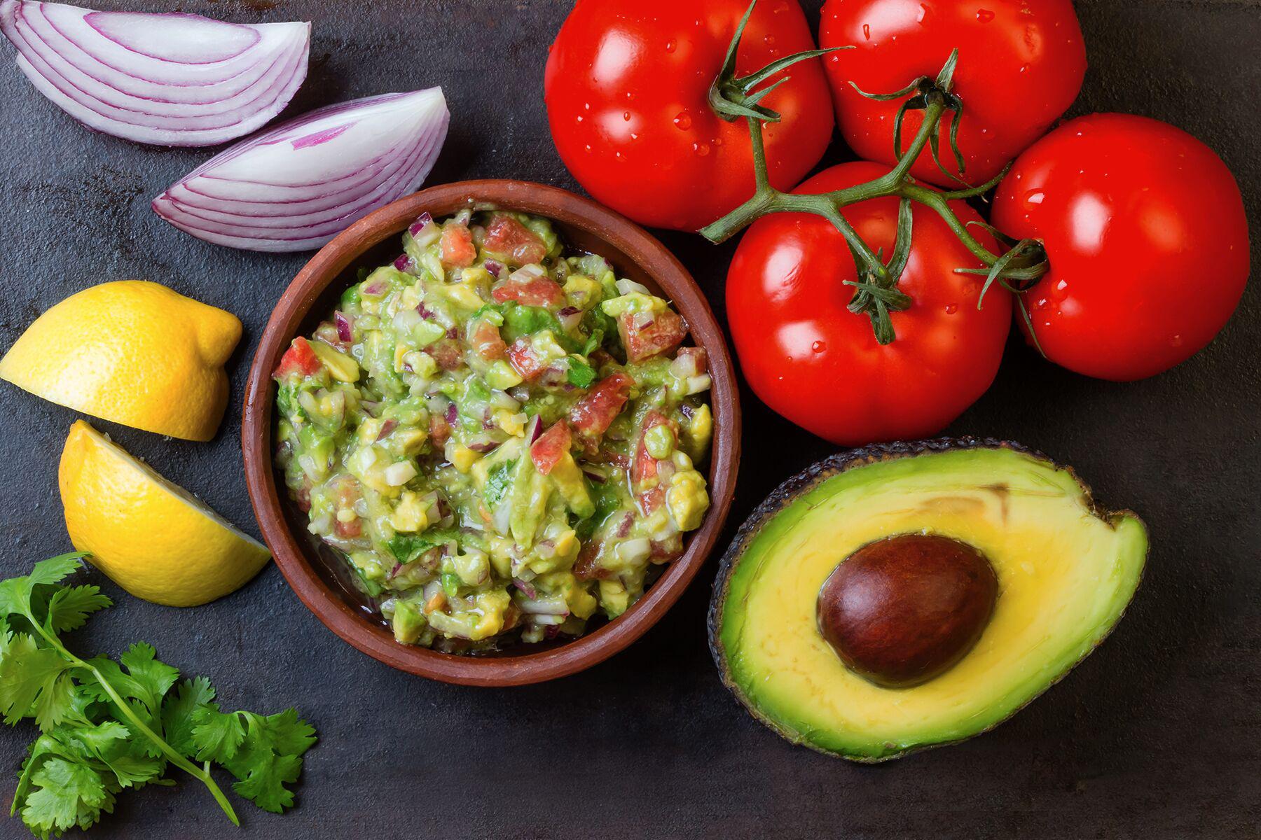 Avocado salsa ingredients.