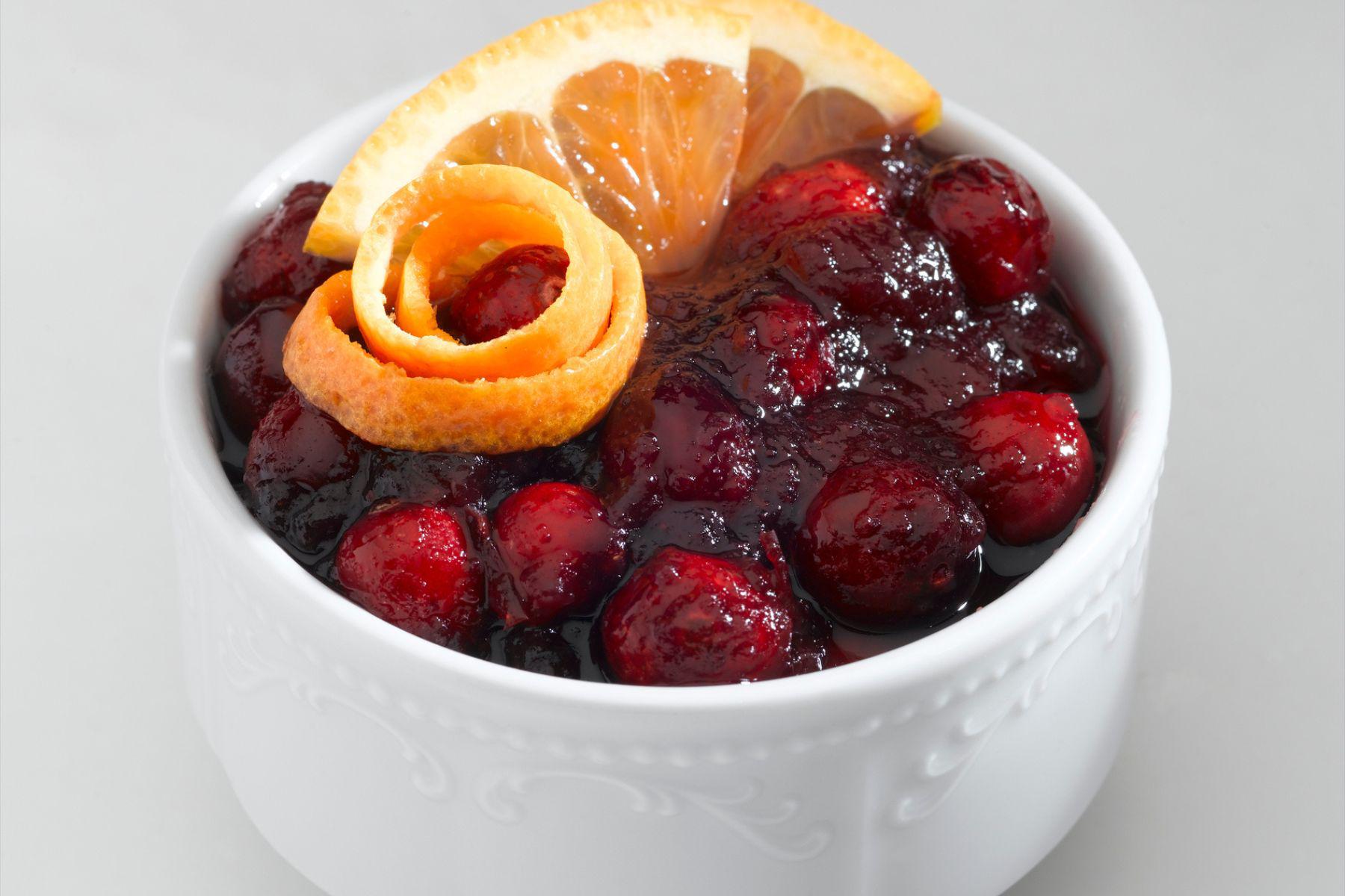 Canyon Ranch cranberry sauce in a white dish.