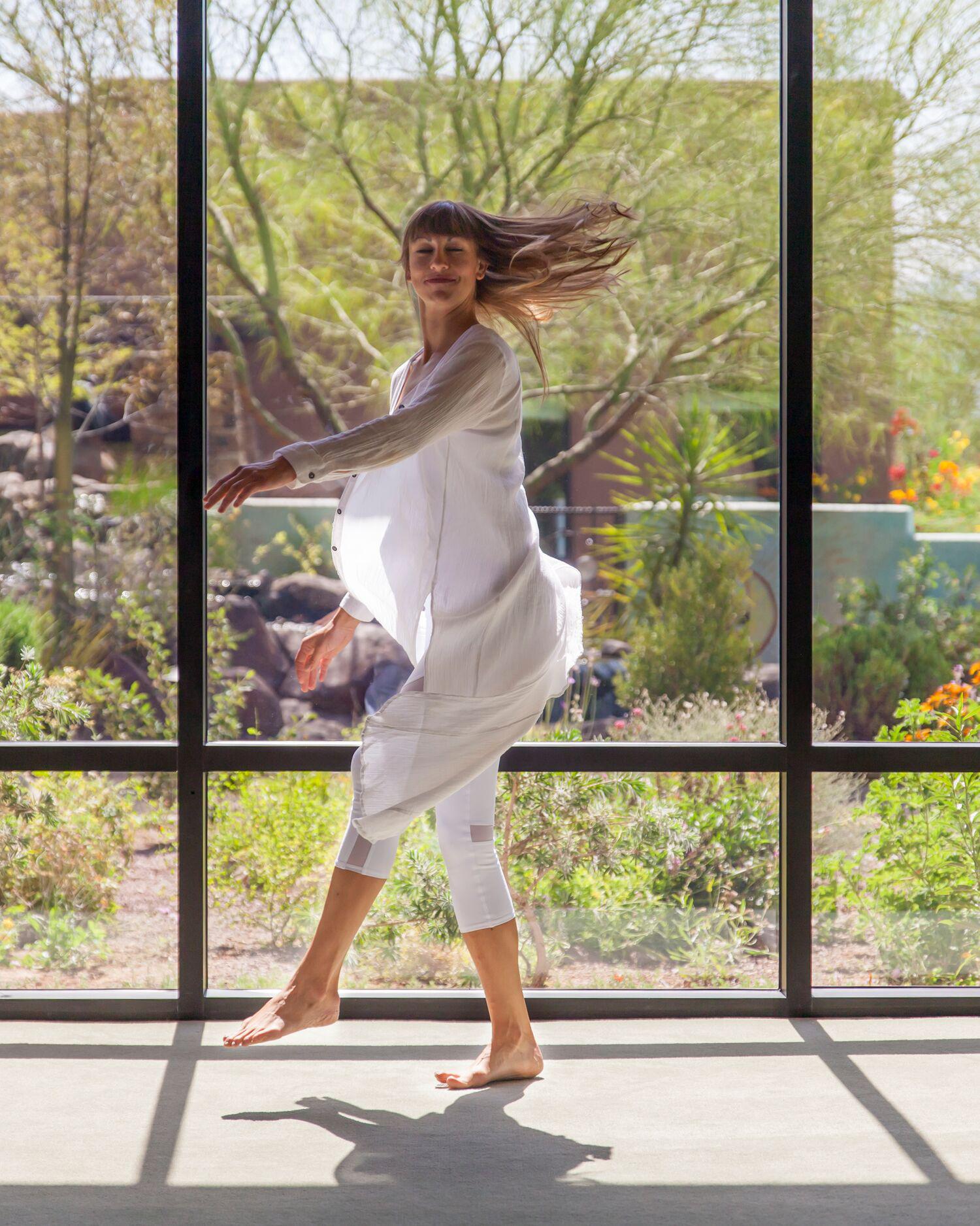 A woman dancing in the sanctuary
