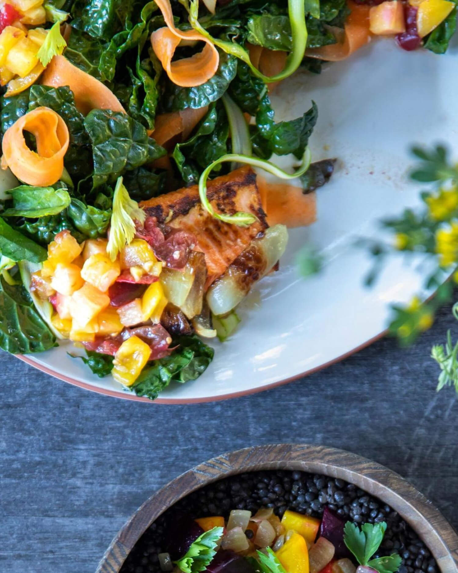 A plate of summer vegetables