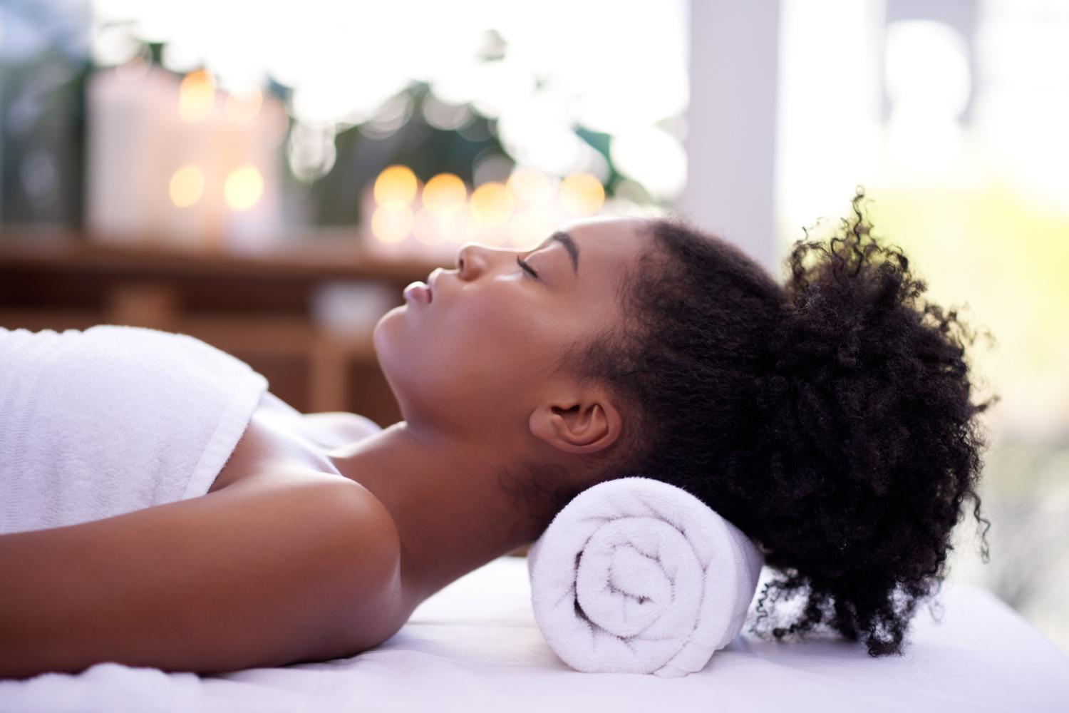 a woman relaxing in the spa