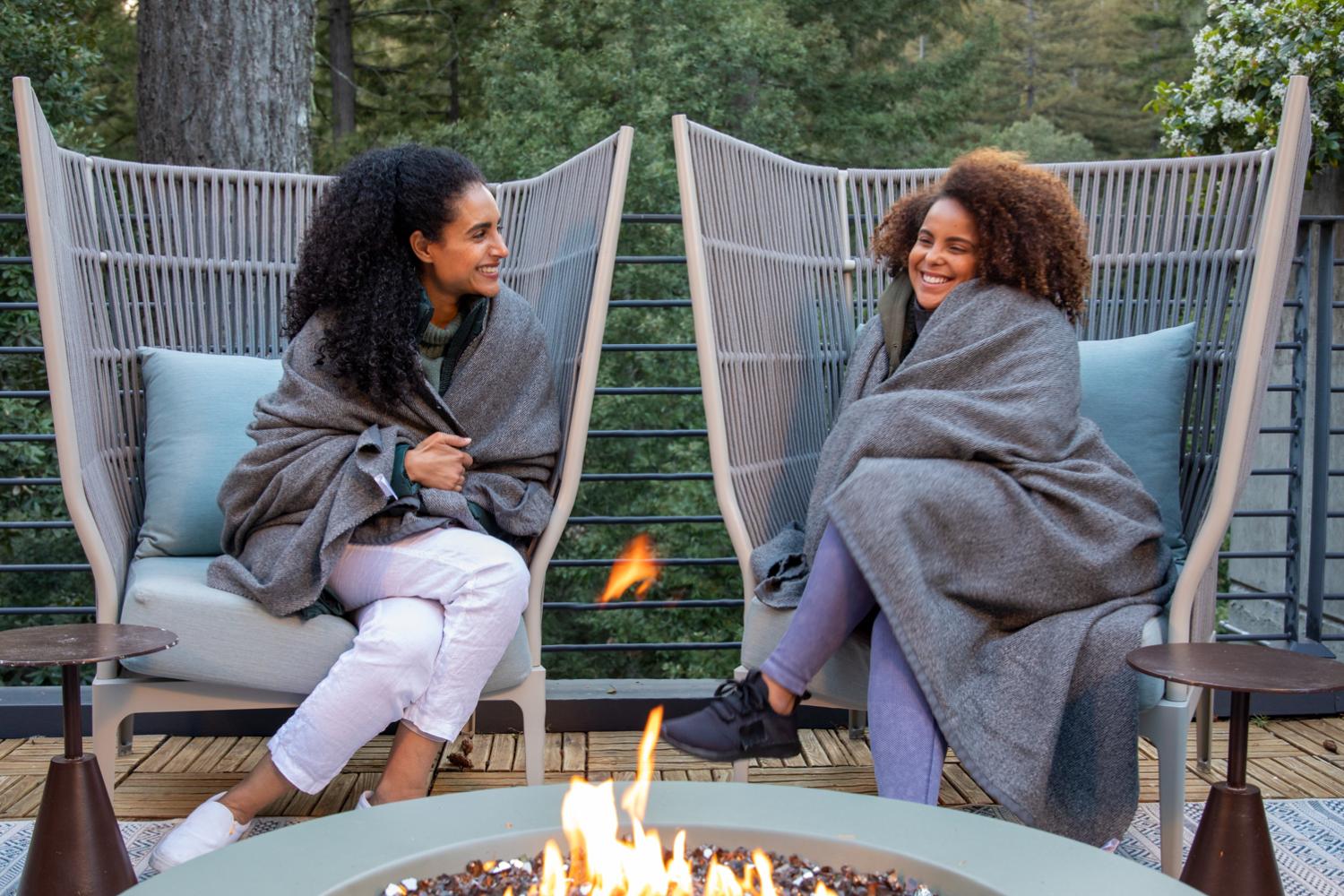 Women on the redwood deck at Canyon Ranch Health spa resort