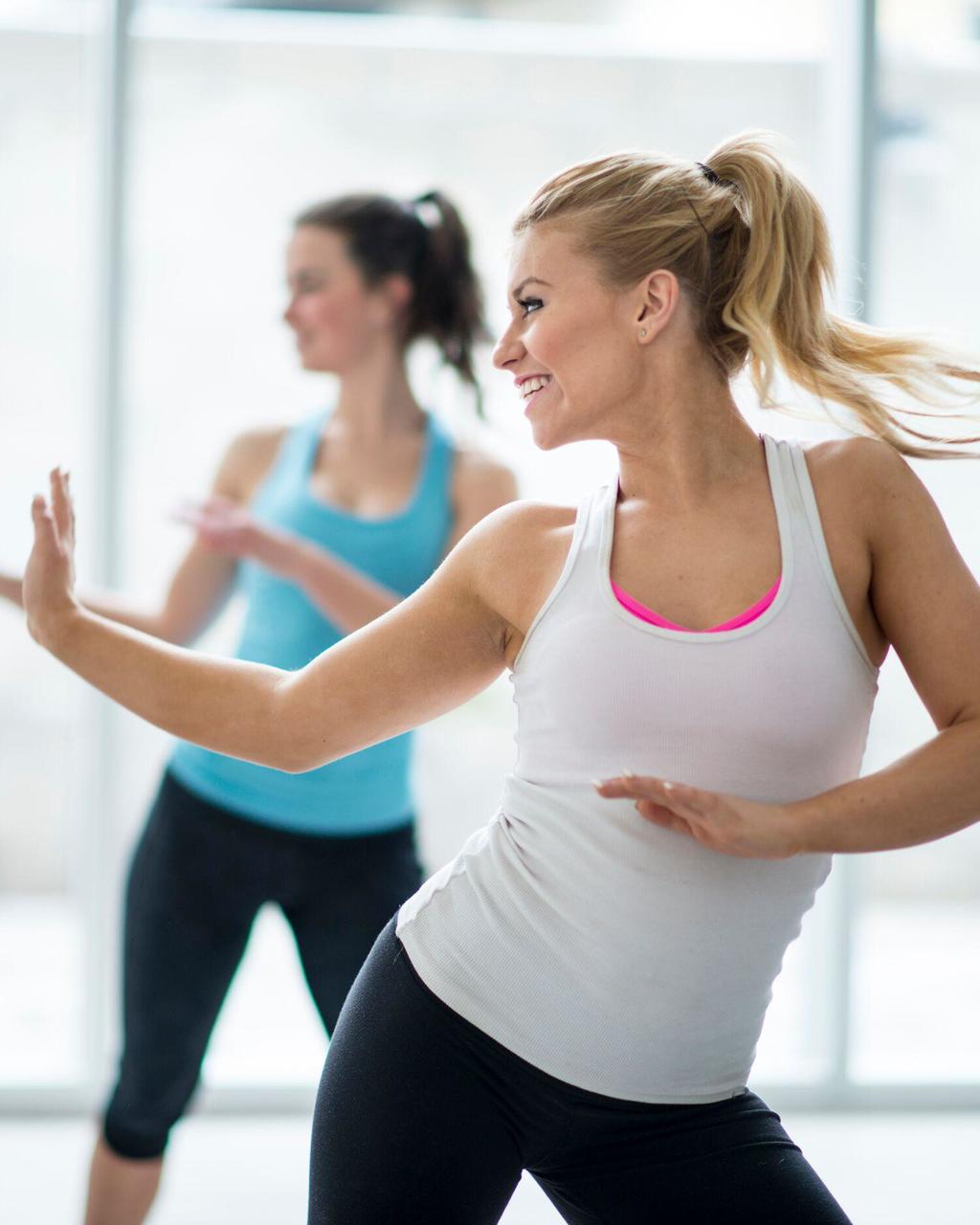 Women in a group dance class