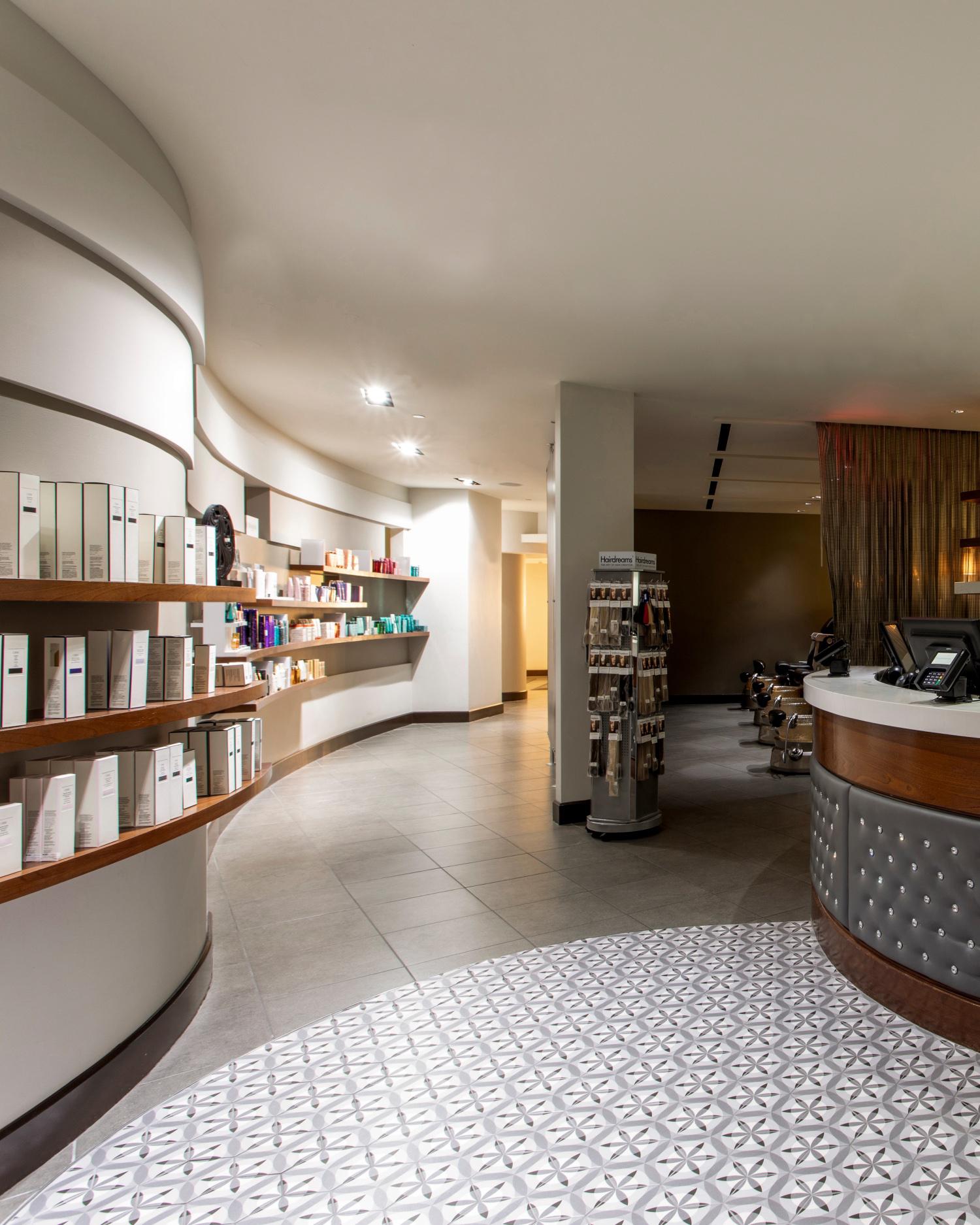 The Canyon Ranch spa + fitness salon lobby