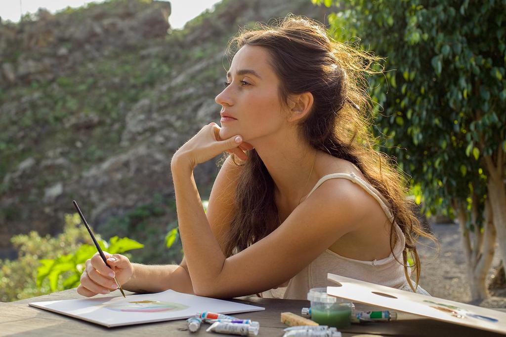 A woman painting