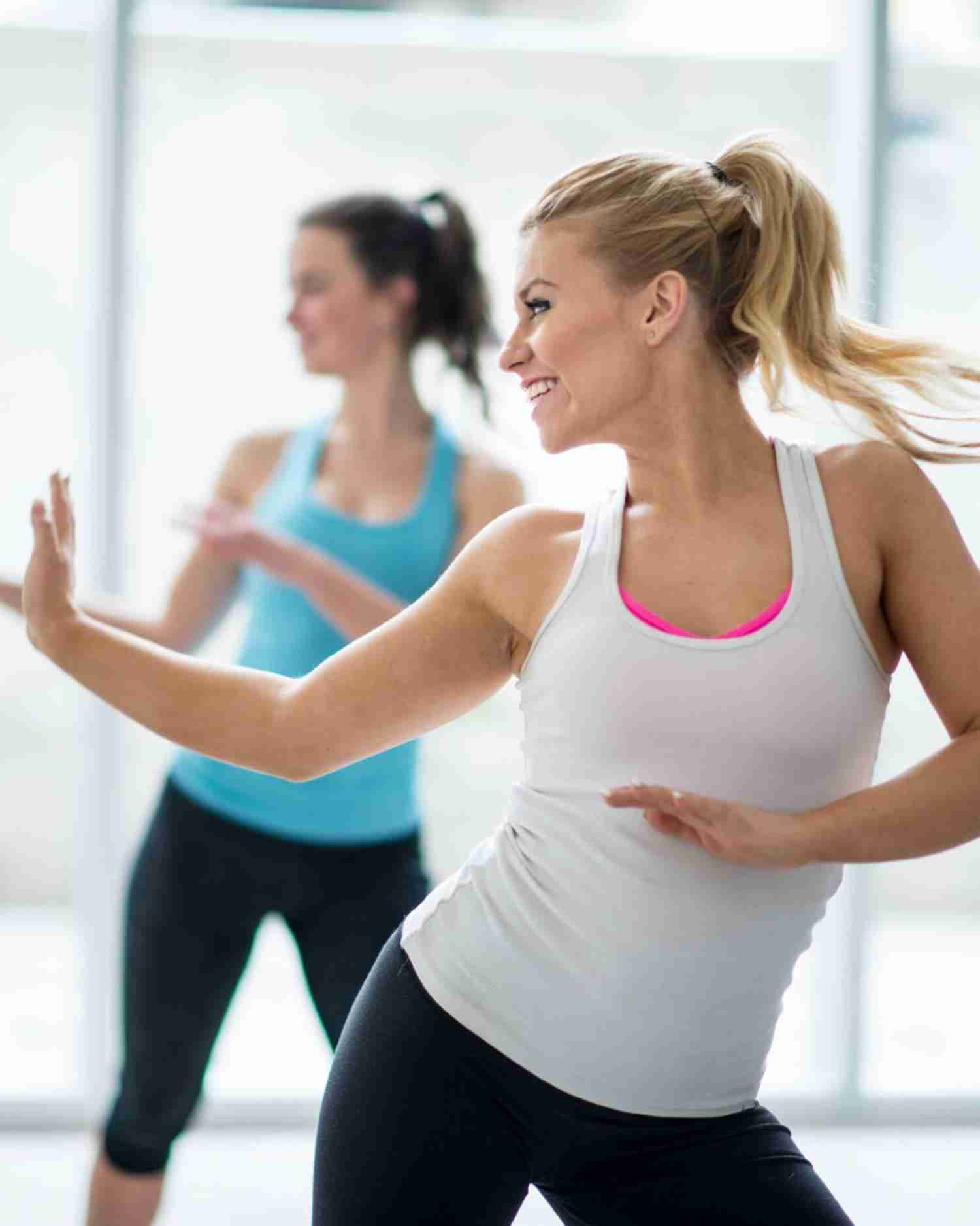Women in a group dance class