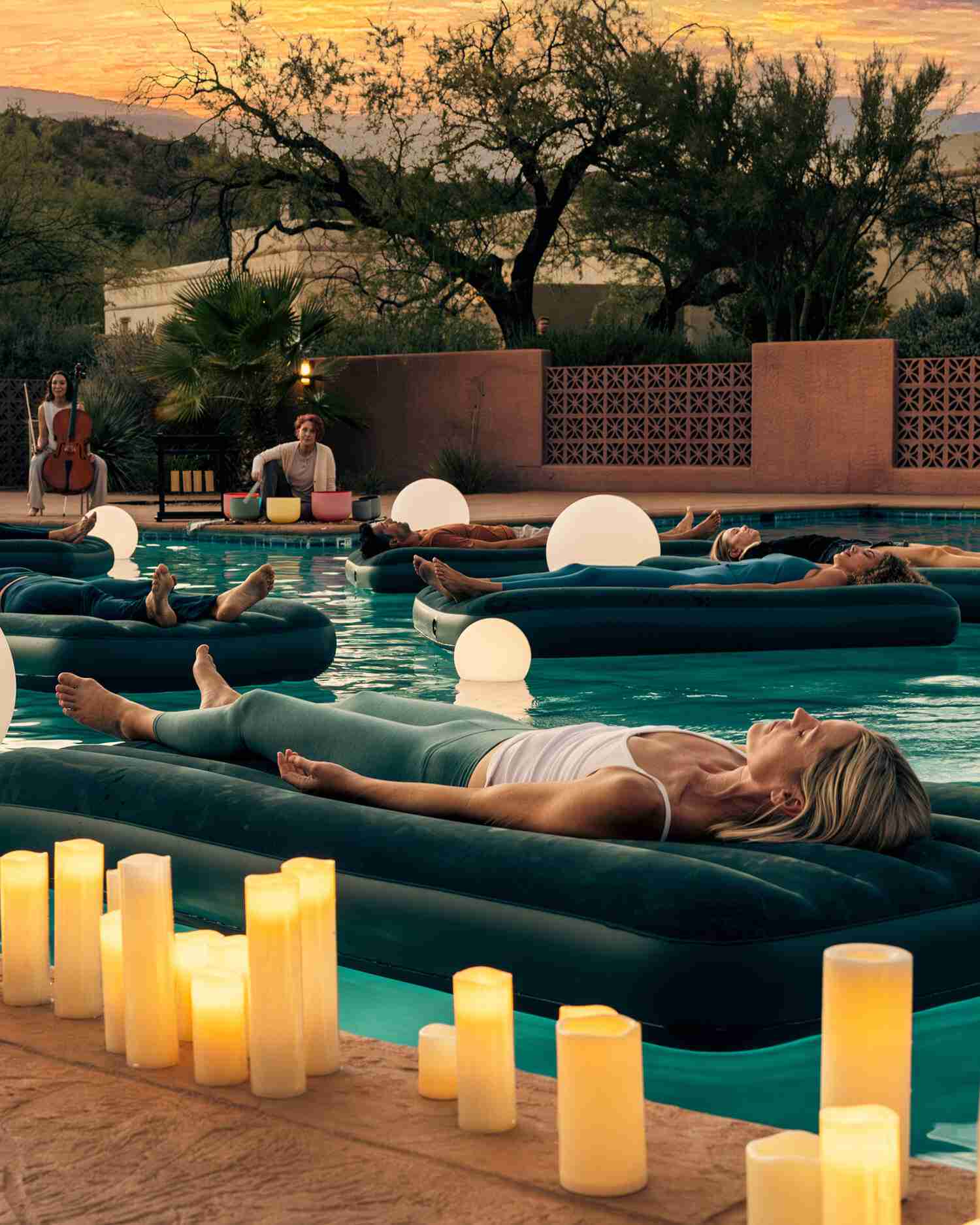 A group floating sound meditation