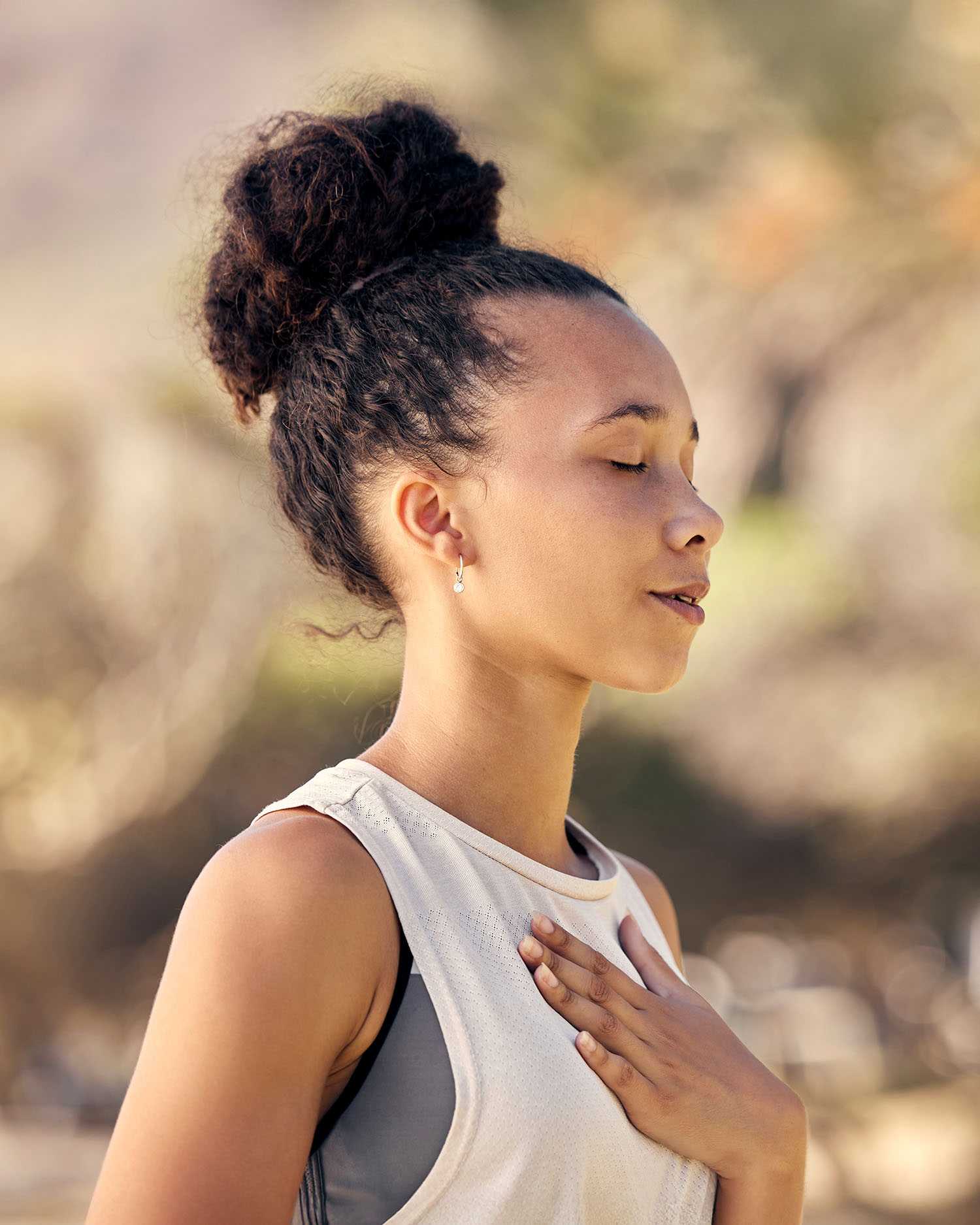 a woman meditating through breathwork at Canyon Ranch Tucson