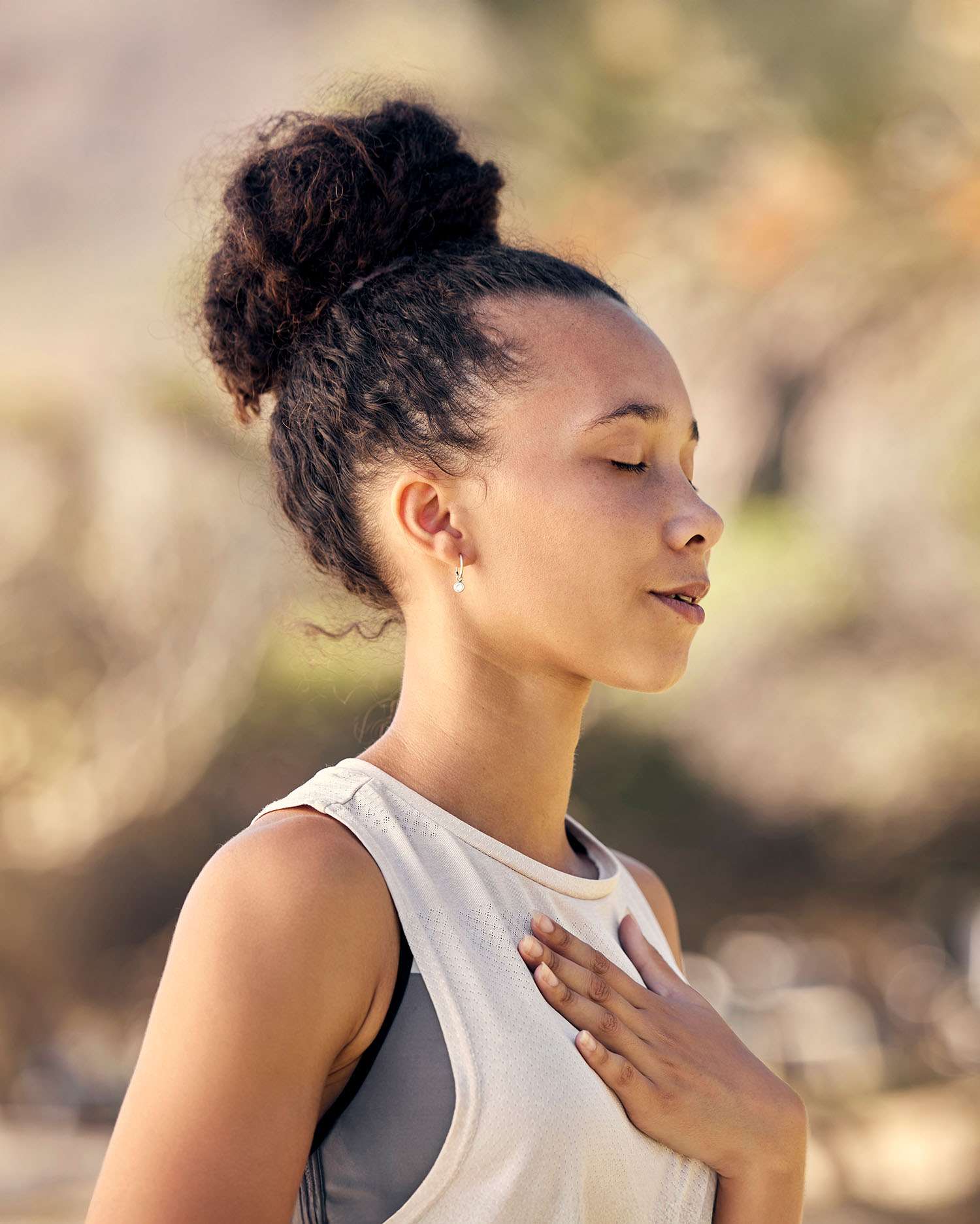 a woman meditating through breathwork at Canyon Ranch Tucson