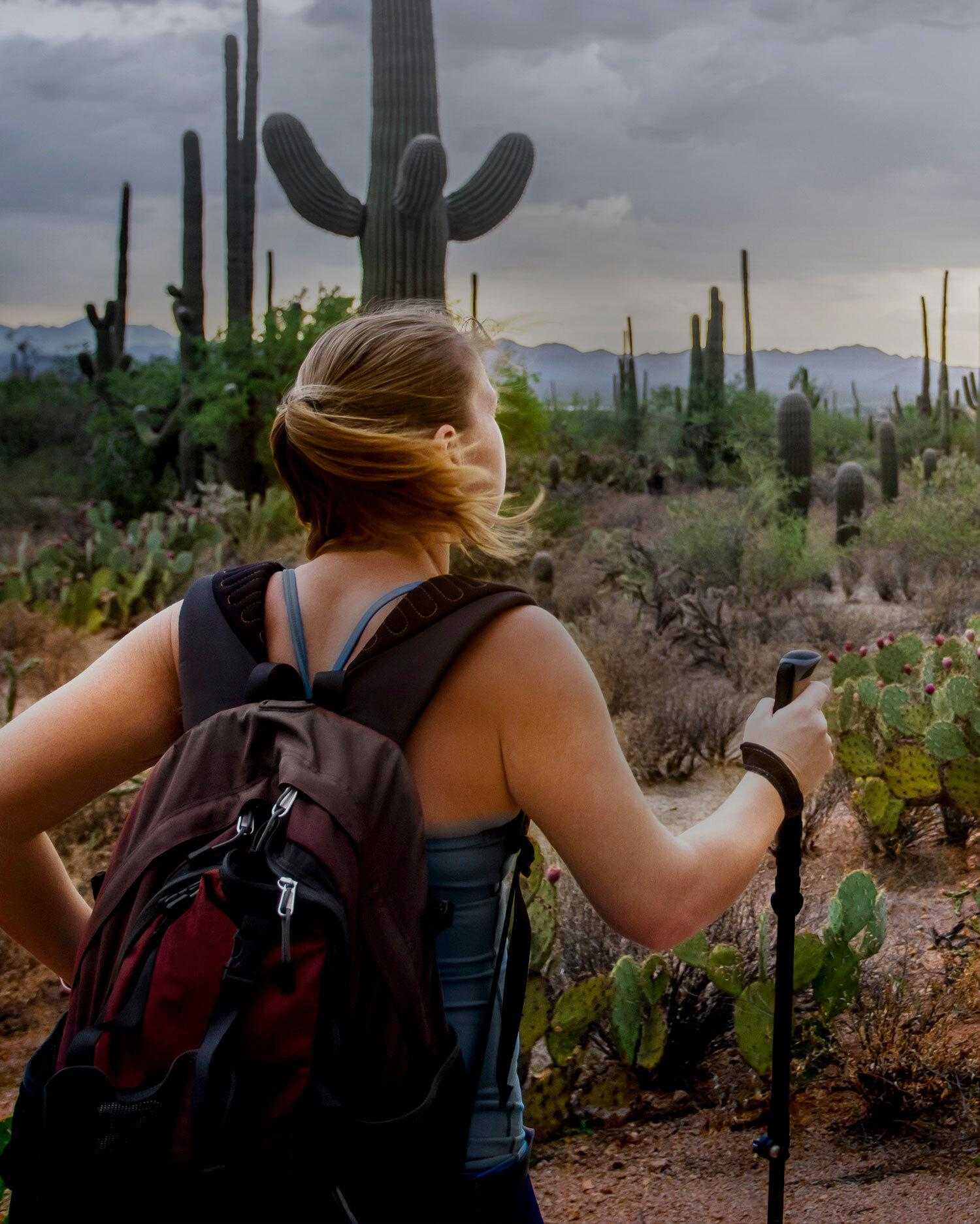 woman hiking in Sonoran desert 
