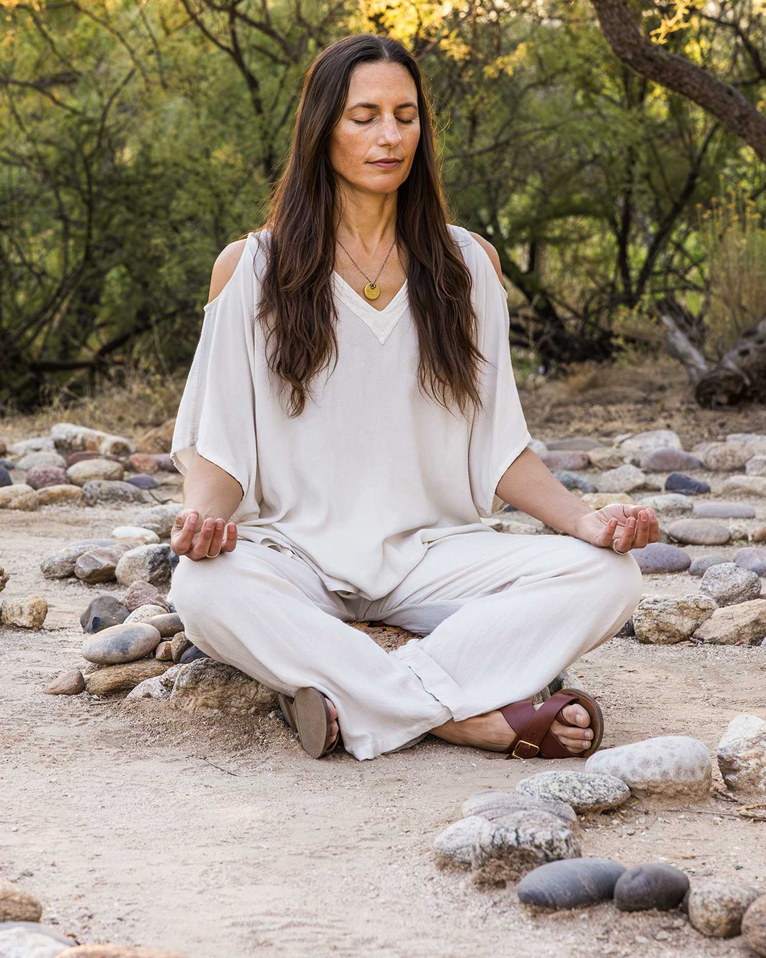 a woman meditating